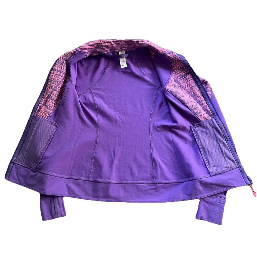 Ivivva Perfect Your Practice Jacket Purple Girls Size 10 Thumbhole Full Zipper‎